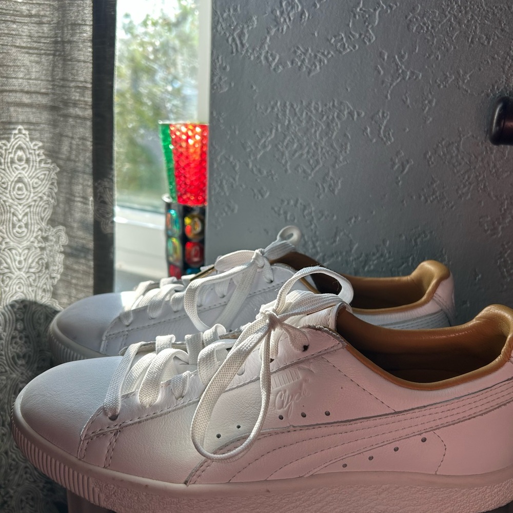 Puma White and Tan Women's Sneakers